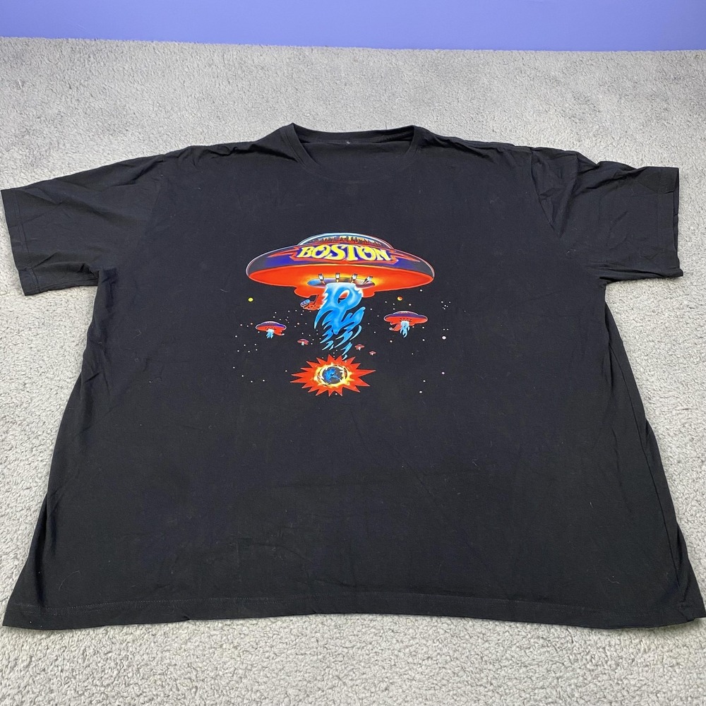 Boston Shirt Mens 3XL Black Spaceship Album Art Graphic Rock Band Tee Classic‎